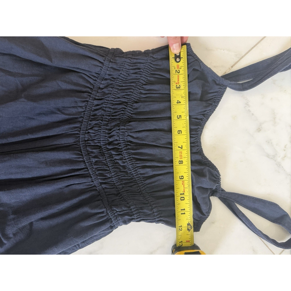 Madewell Navy Blue Tank Top Jumpsuit Linen Blend Elastic Waist Wide Leg Size XXS - Picture 7 of 9
